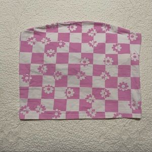 Urban Outfitters pink checkered tube top with built in bra